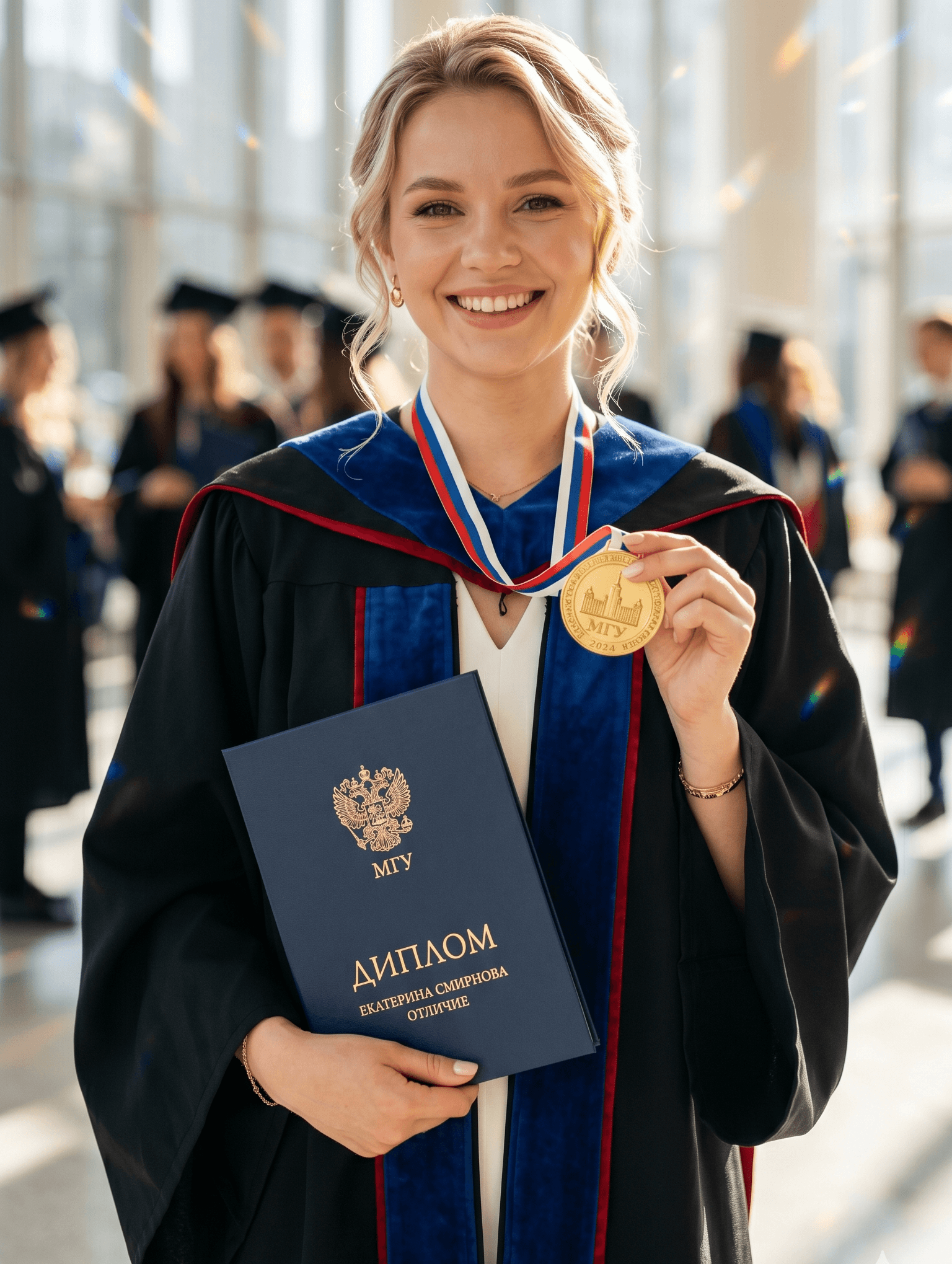 Smiling graduate holding a diploma